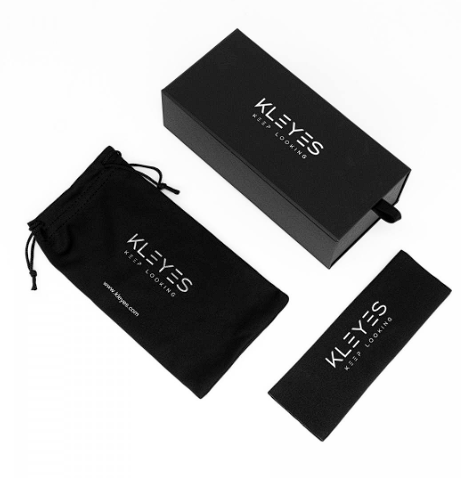 Kleyes Brillenetui - Schwarze Box und Schwarze Tasche